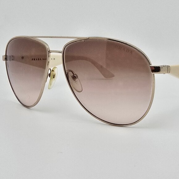 Prada SPR53Q ZVN-0A6 Pale Gold Frame Brown Gradient Lens Aviator Sunglasses 60mm - Picture 1 of 12